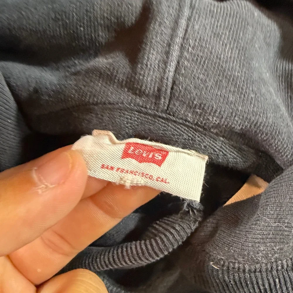 Levi Strauss & Co Hoodie Mens Medium Black Excellent Rainbow Embroidered Logo